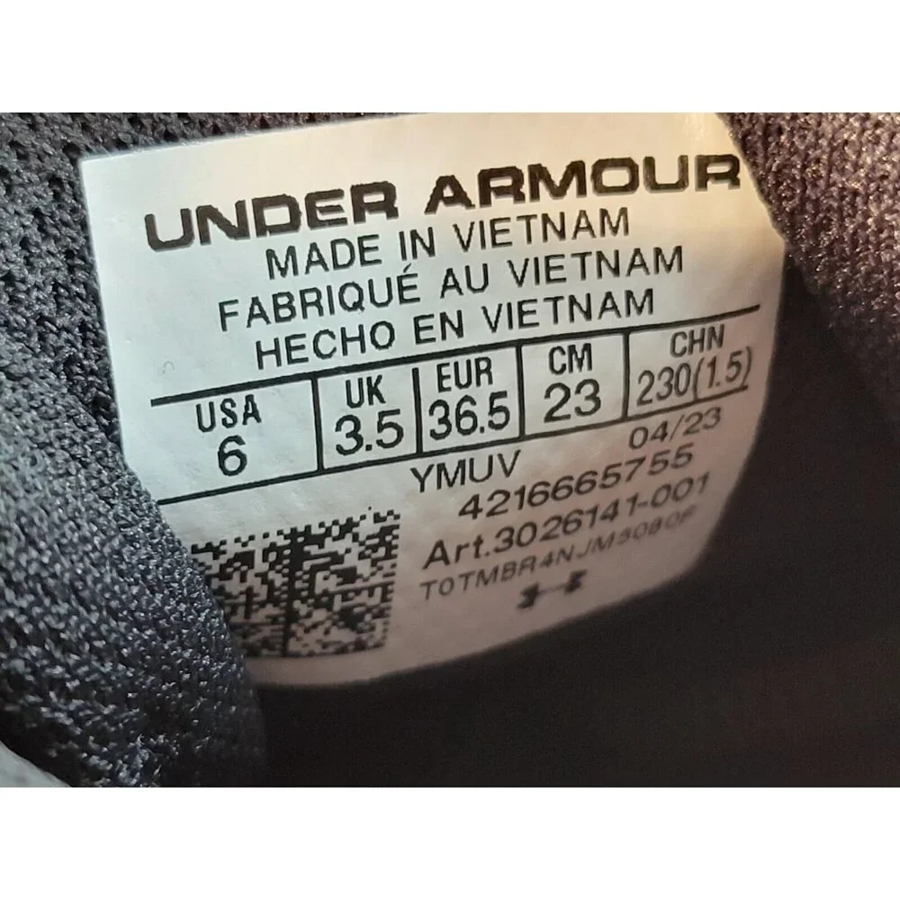 Under Armour HOVR Intake 6 Shoes Womens 6 Youth Girl 4.5Y Black Gray 3026141-001 - Picture 7 of 10